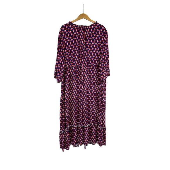 Croft And Barrow Geometric Pattern Pink Midi Dress Womens Plus Size 2XL - Picture 2 of 6